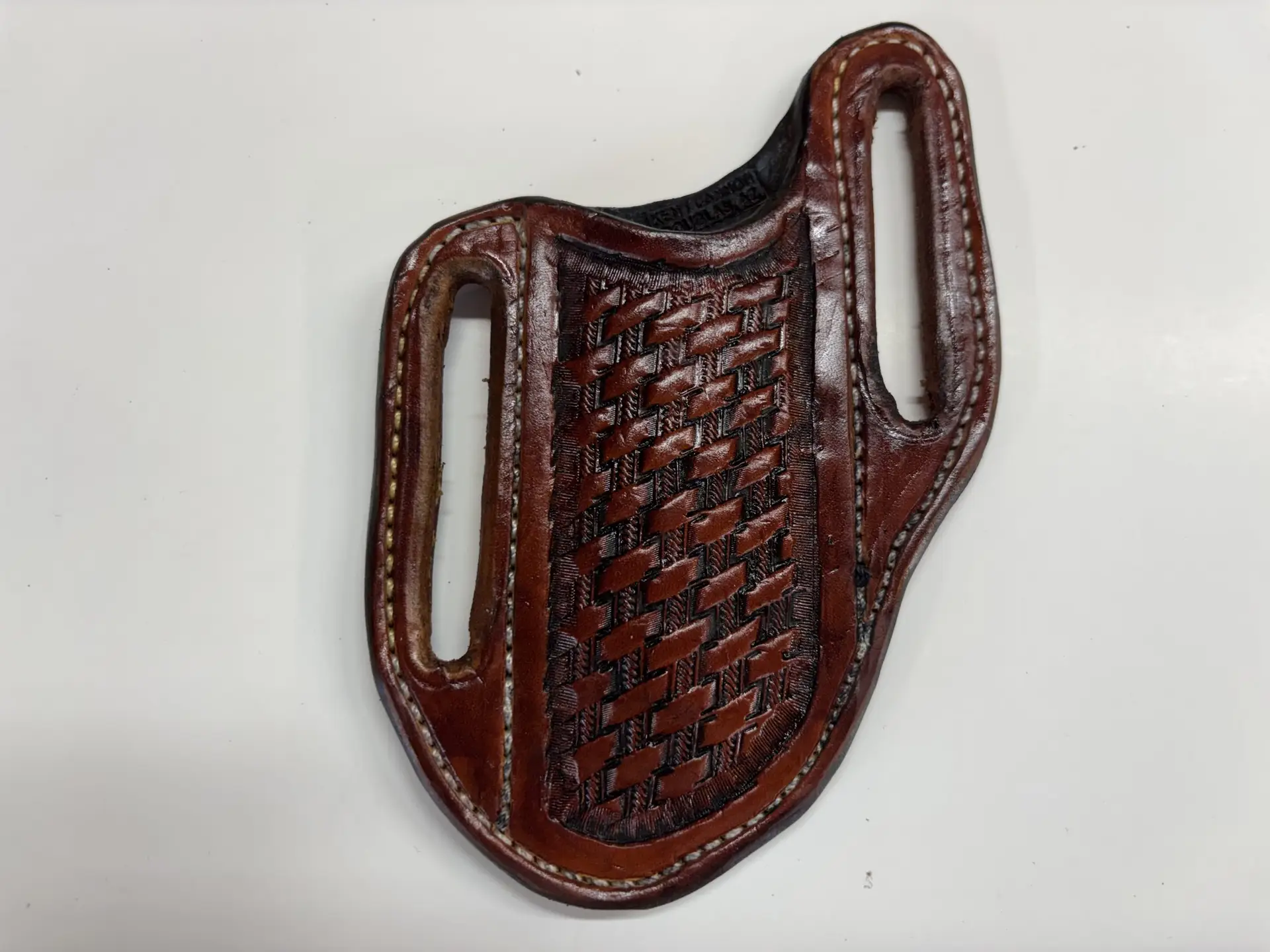large pancake sheath basket weave brown
