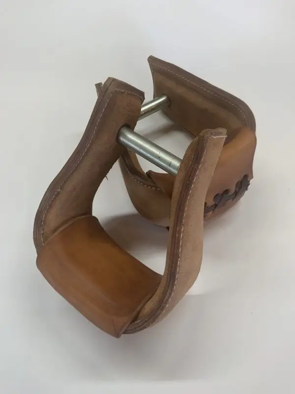 Leather-Wrapped 3-Inch Deep Roper Stirrups