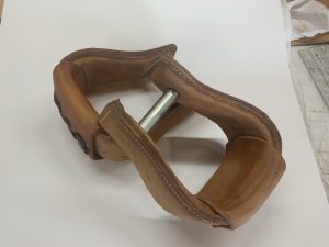 Leather-Wrapped 3-Inch Deep Angled Overshoe Stirrups