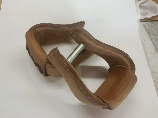 IMG_2538 Leather-Wrapped 3-Inch Deep Angled Overshoe Stirrups