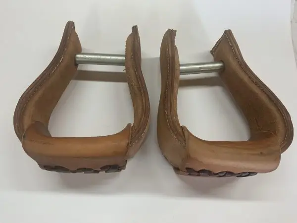 IMG_2539 Leather-Wrapped 3-Inch Deep Angled Overshoe Stirrups