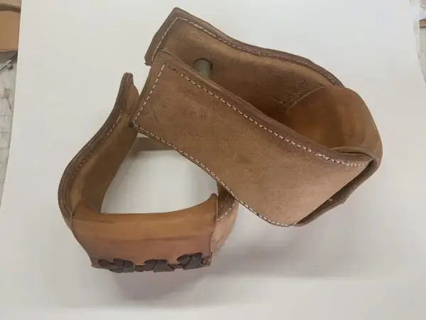 IMG_2540 Leather-Wrapped 3-Inch Deep Angled Overshoe Stirrups